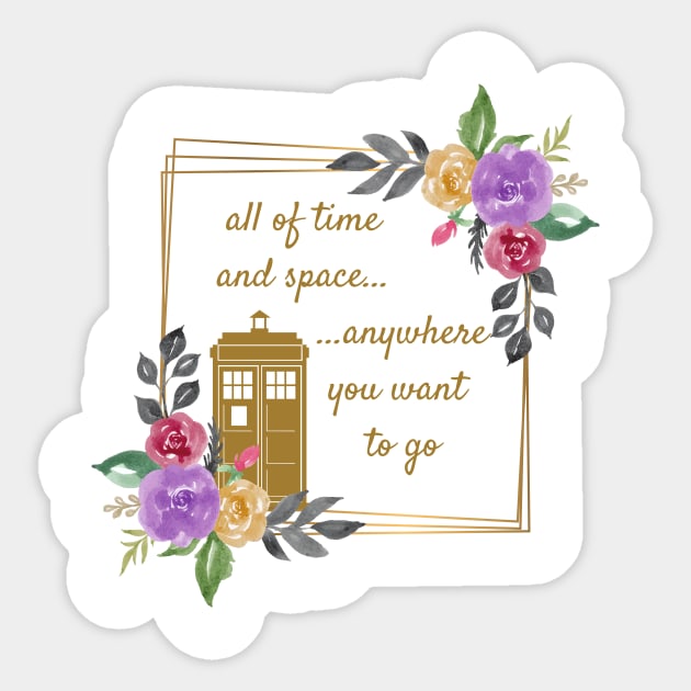 Tardis & Flowers Sticker by Thisdorkynerd